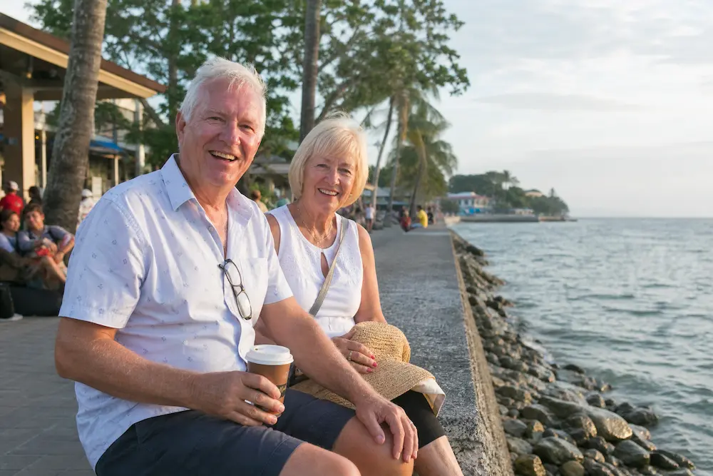 Australian retired couple at Dumaguete waterfront Philippines