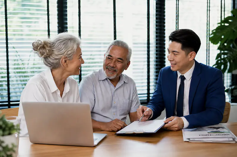 Australian retired couple planning Vietnam visa with lawyer